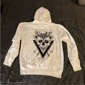 SCW Edgy White Skull Graphic Hoodie NWOT